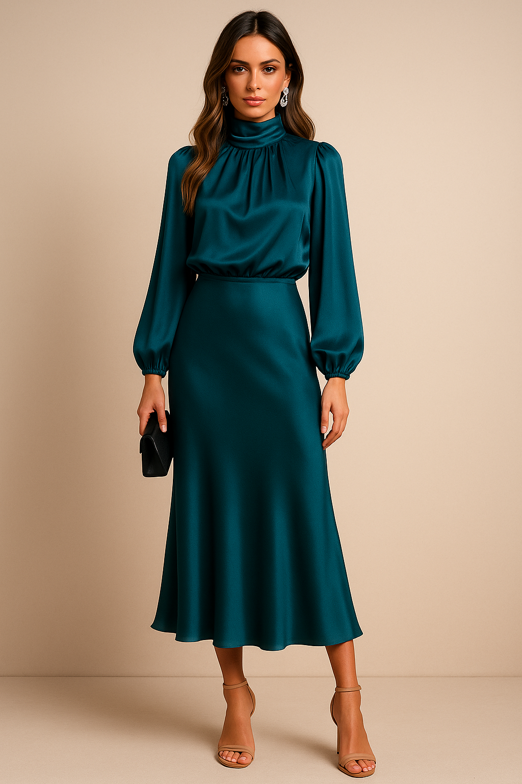 Women's High Waist Midi Dress – Flattering Fit Dress – Kriz