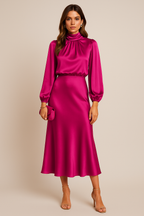 Women's High Waist Midi Dress – Flattering Fit Dress – Kriz