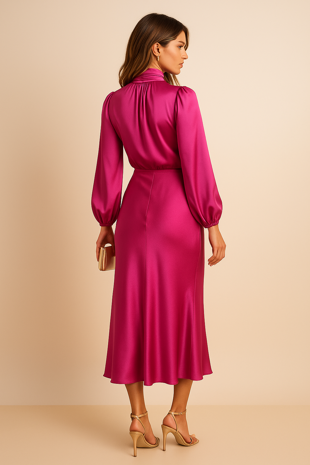 Women's High Waist Midi Dress – Flattering Fit Dress – Kriz