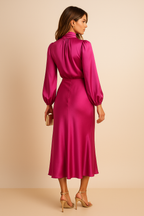 Women's High Waist Midi Dress – Flattering Fit Dress – Kriz