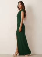 Women's One-Shoulder Maxi Dress – Side Slit Dress