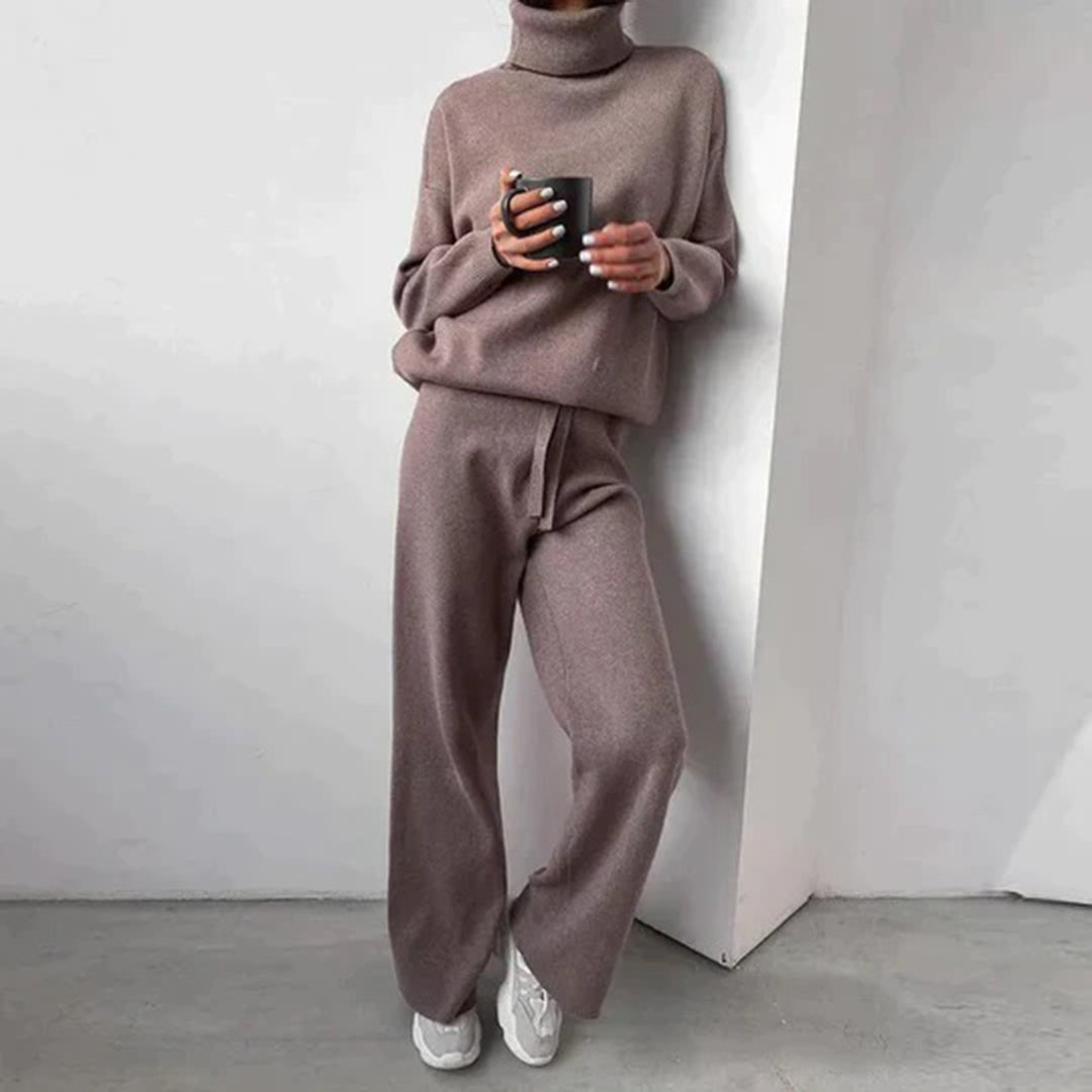 Women's High Waist Wide Leg Trouser Set – Relaxed Blouse & Matching Pants