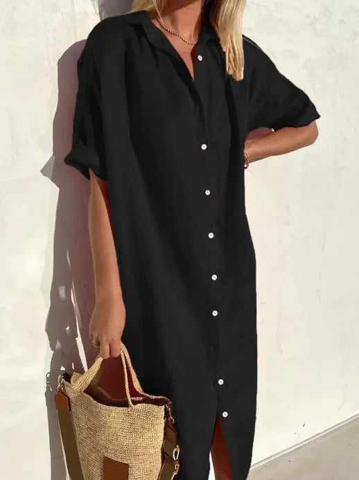 Women's Button-Up Shirt Dress – Casual Shirt Dress