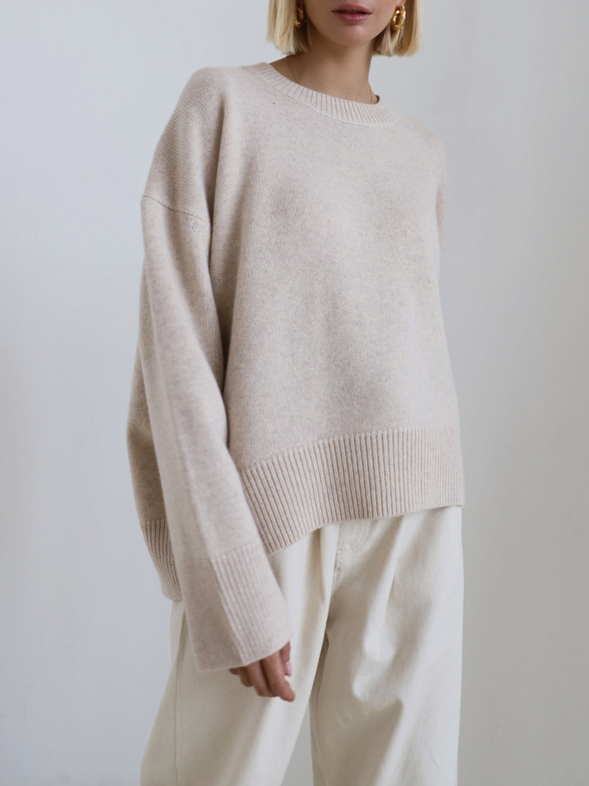Women's Relaxed Oversized Sweater – Crew Neck Long Sleeve Knit Pullover