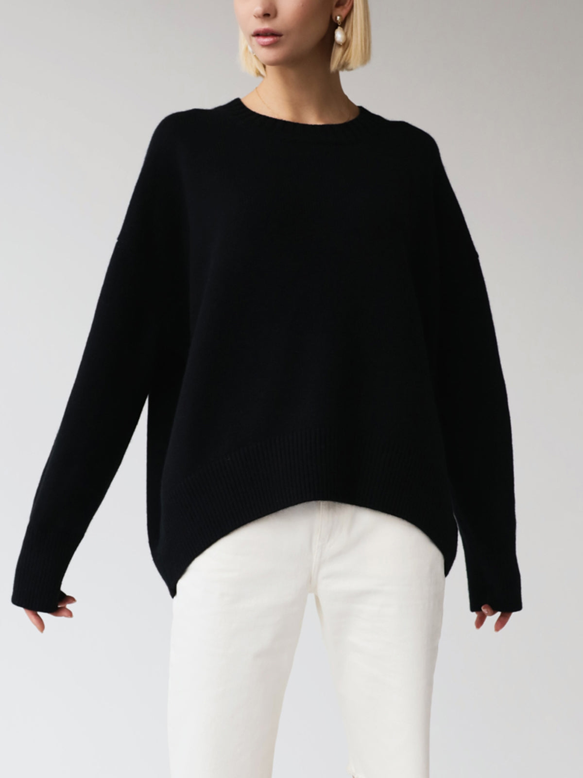 Women's Relaxed Oversized Sweater – Crew Neck Long Sleeve Knit Pullover