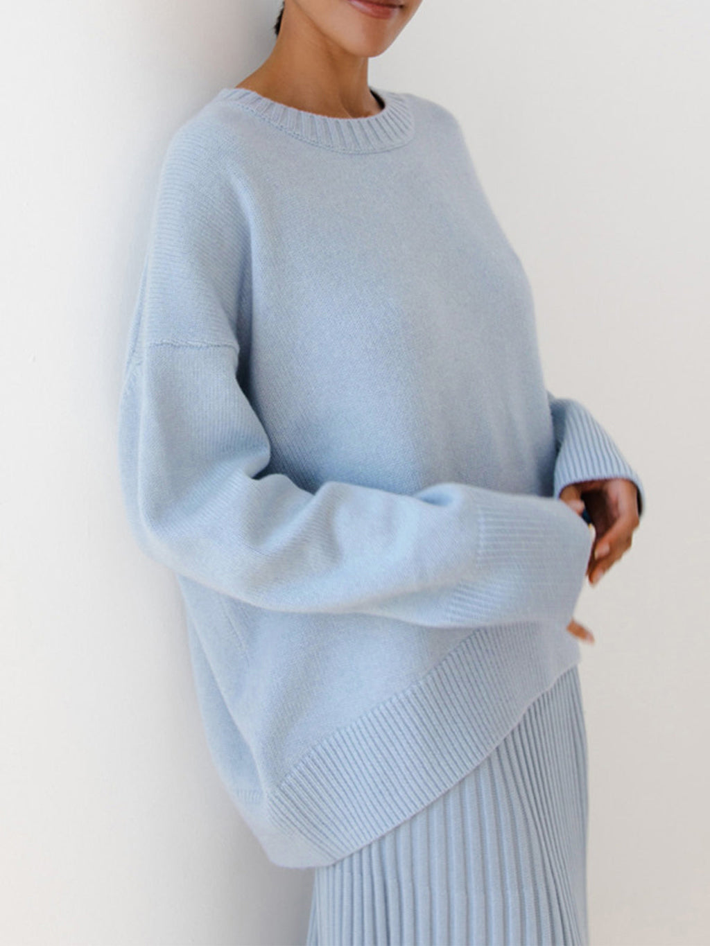 Women's Relaxed Oversized Sweater – Crew Neck Long Sleeve Knit Pullover