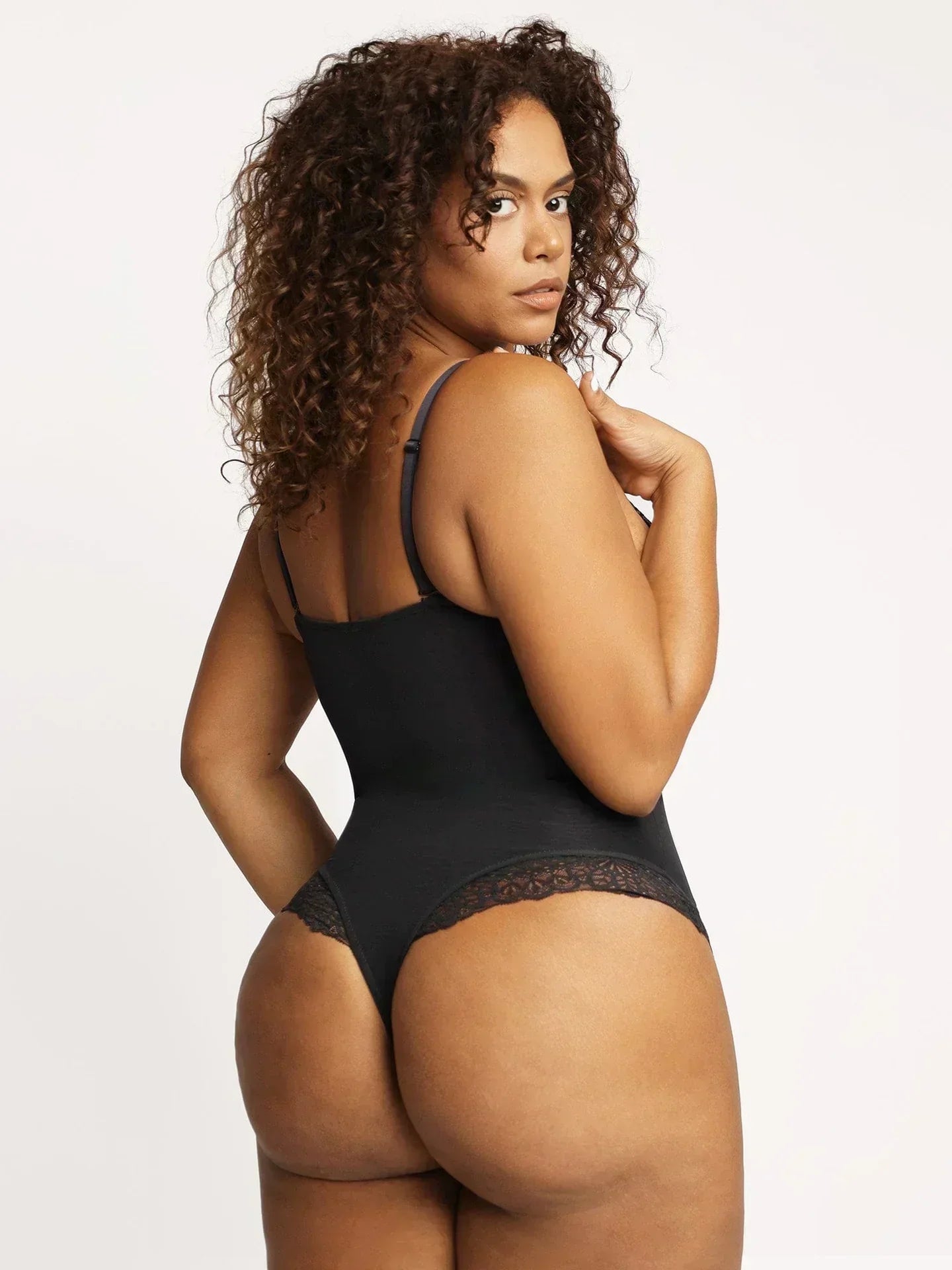 Women's Plunging Lace Bodysuit – Deep V-Neck Sheer Lingerie Bodysuit