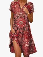 Women's Patterned Floral Midi Dress – Flowy Summer Dress