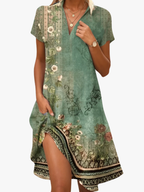 Women's Patterned Floral Midi Dress – Flowy Summer Dress