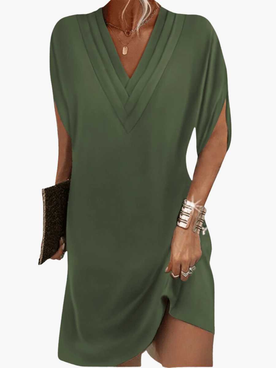 Women's Short Sleeve Wrap Dress – V-Neck Flowy Summer Dress