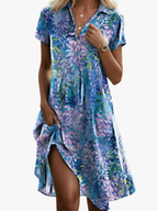 Women's Patterned Floral Midi Dress – Flowy Summer Dress