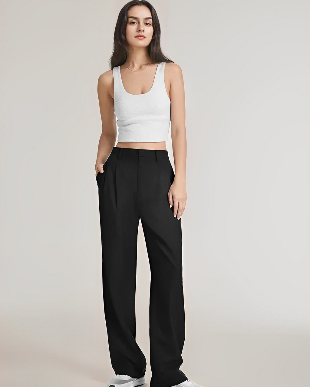 Women's High Waist Wide Leg Pants – Tailored Flowy Dress Trousers