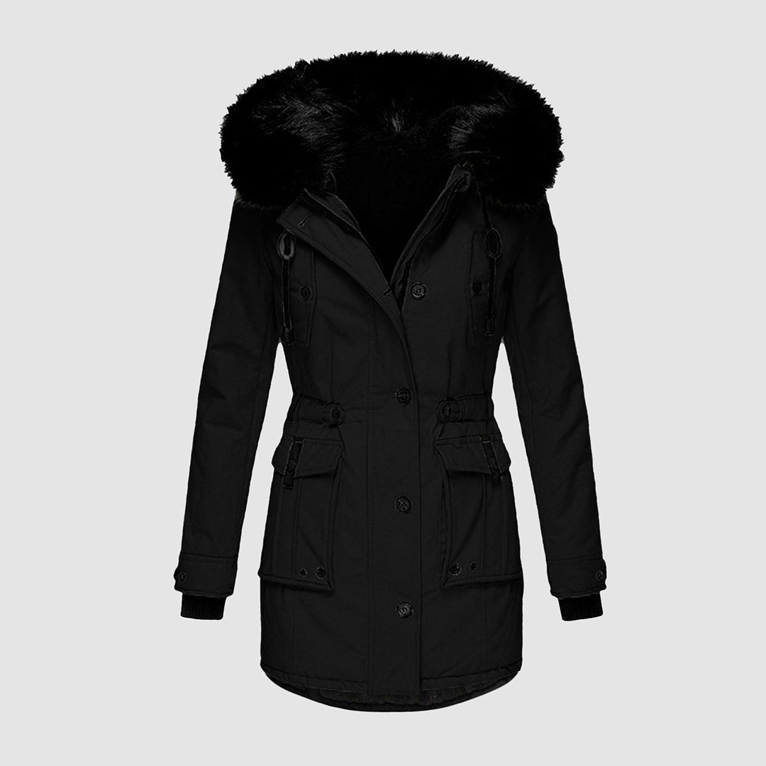 Women's Waterproof Quilted Coat – Hooded Padded Longline Winter Jacket