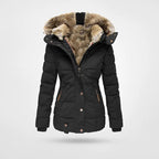 Women's Hooded Puffer Jacket – Mid-Length Quilted Jacket