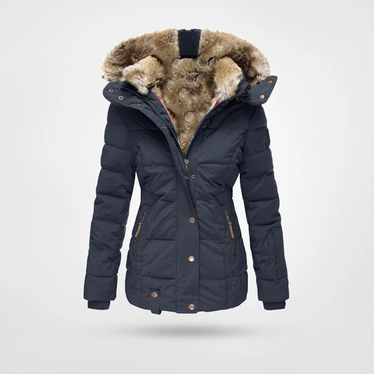 Women's Mid-Length Puffer Jacket – Hooded Quilted Winter Jacket