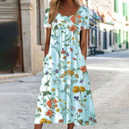 Women's Floral Midi Dress – Printed Summer Dress – Fia