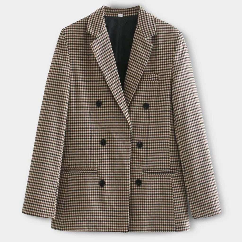 Women’s Checked Blazer – Classic Tailored Plaid Office Jacket – Chloe