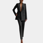 Women's Double Button Blazer Set – Tailored Office Blazer and Trousers Set