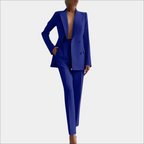 Women's Double Button Blazer Set – Tailored Office Blazer and Trousers Set