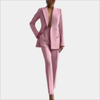 Women's Double Button Blazer Set – Tailored Office Blazer and Trousers Set