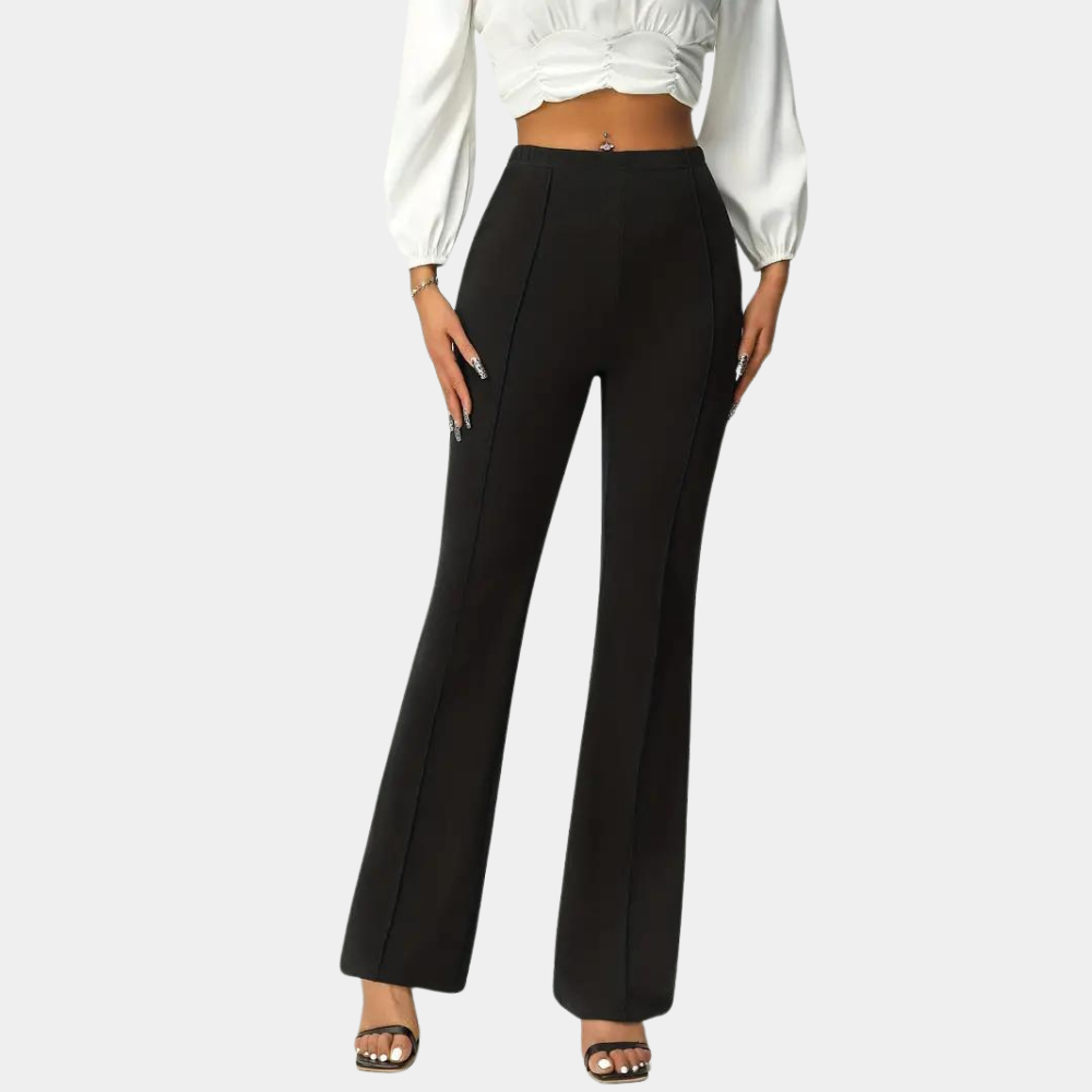 Women's Fitted Flare Pants – High Waist Flared Leg Trousers
