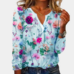 Women's Floral Pattern Blouse – Relaxed Fit Printed Everyday Blouse