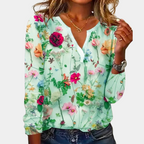 Women's Floral Pattern Blouse – Relaxed Fit Printed Everyday Blouse