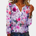 Women's Floral Pattern Blouse – Relaxed Fit Printed Everyday Blouse