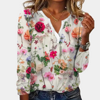 Women's Floral Pattern Blouse – Relaxed Fit Printed Everyday Blouse