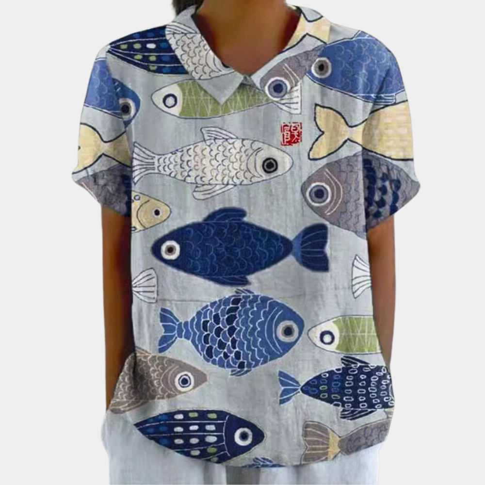 Women's Floral Round Neck Blouse – Casual Summer Blouse