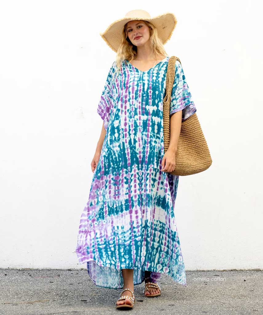 Women’s Coastal Caftan Dress – Loose Casual Elegant Style - Willa