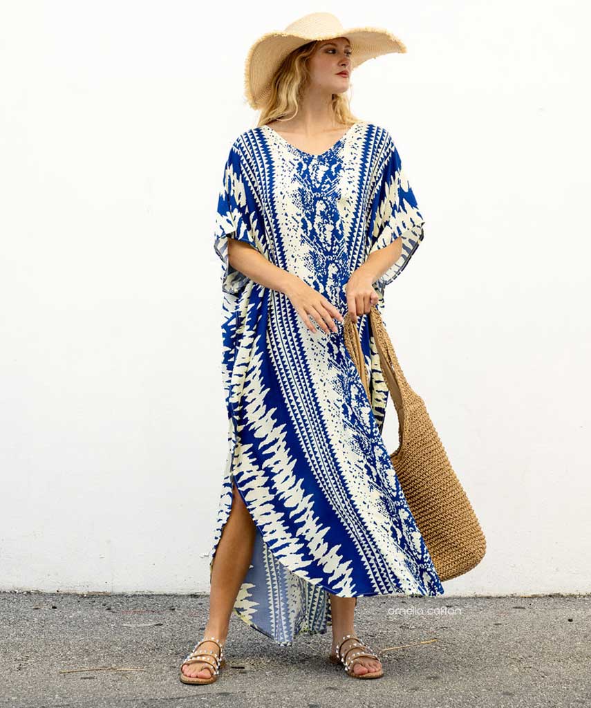 Women’s Coastal Caftan Dress – Loose Casual Breezy Style - Elara