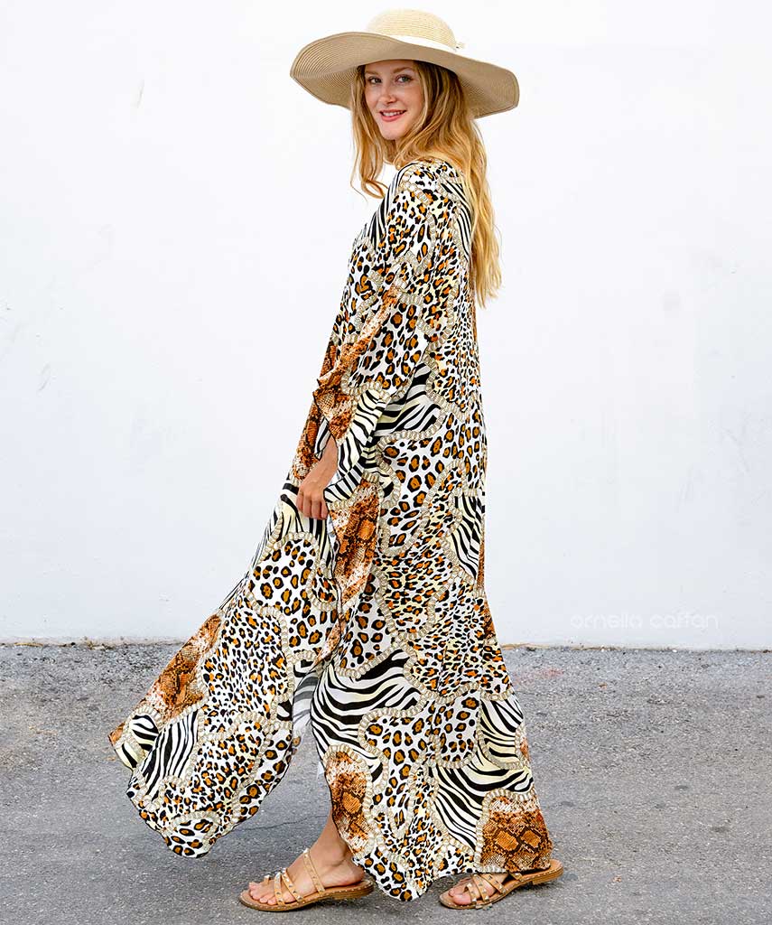 Women’s Coastal Caftan Dress – Loose Casual Resort Style - Keira