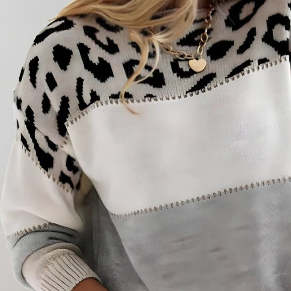 Women's Printed Pullover Sweater – Graphic Relaxed Fit Knit Sweater