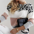 Women's Printed Pullover Sweater – Graphic Relaxed Fit Knit Sweater