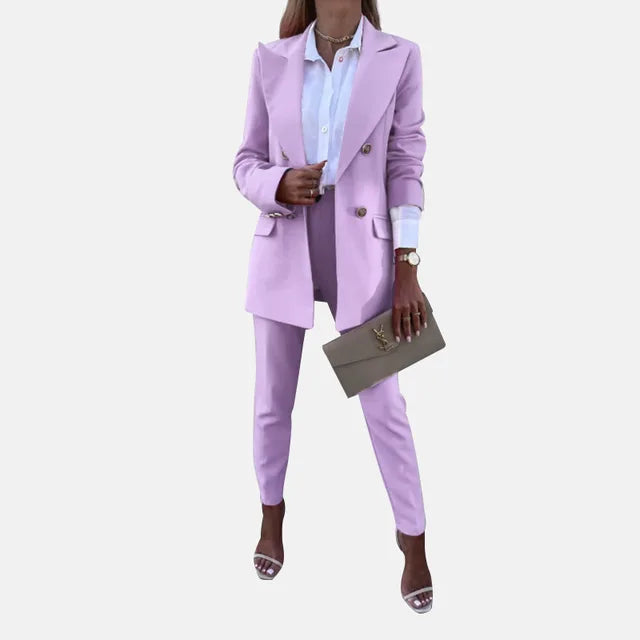 Women's Statement Two-Piece Pants Set – Asymmetrical Top & Wide Leg Trousers