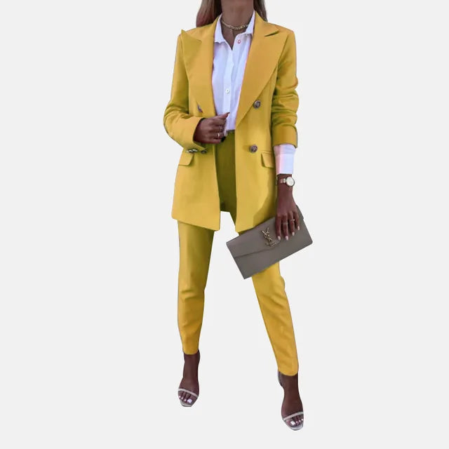 Women's Statement Two-Piece Pants Set – Asymmetrical Top & Wide Leg Trousers