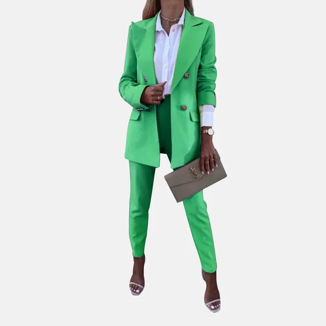 Women's Statement Two-Piece Pants Set – Asymmetrical Top & Wide Leg Trousers