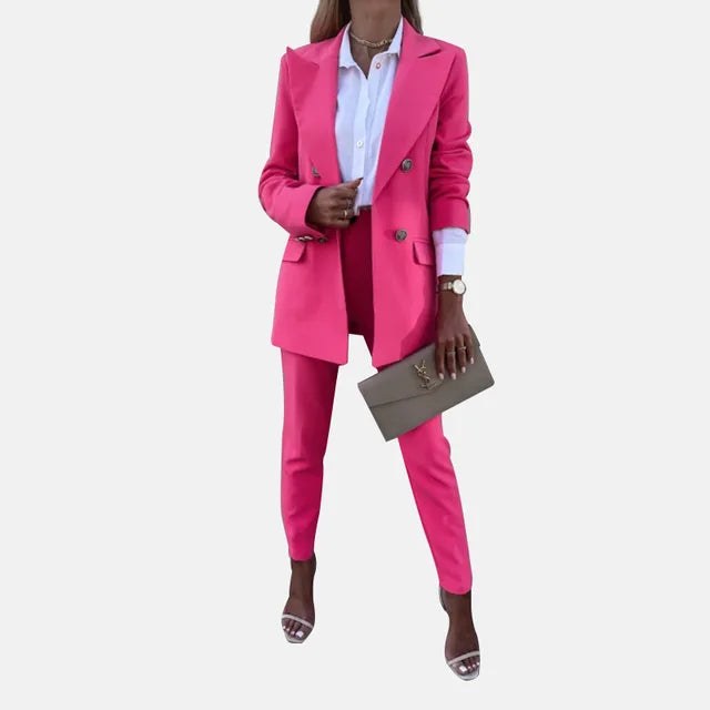 Women's Statement Two-Piece Pants Set – Asymmetrical Top & Wide Leg Trousers