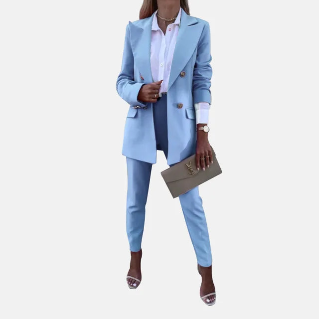Women's Statement Two-Piece Pants Set – Asymmetrical Top & Wide Leg Trousers