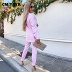Women's Statement Two-Piece Pants Set – Asymmetrical Top & Wide Leg Trousers