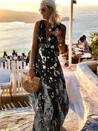 Women's Sequin Evening Dress – V-Neck Maxi Dress