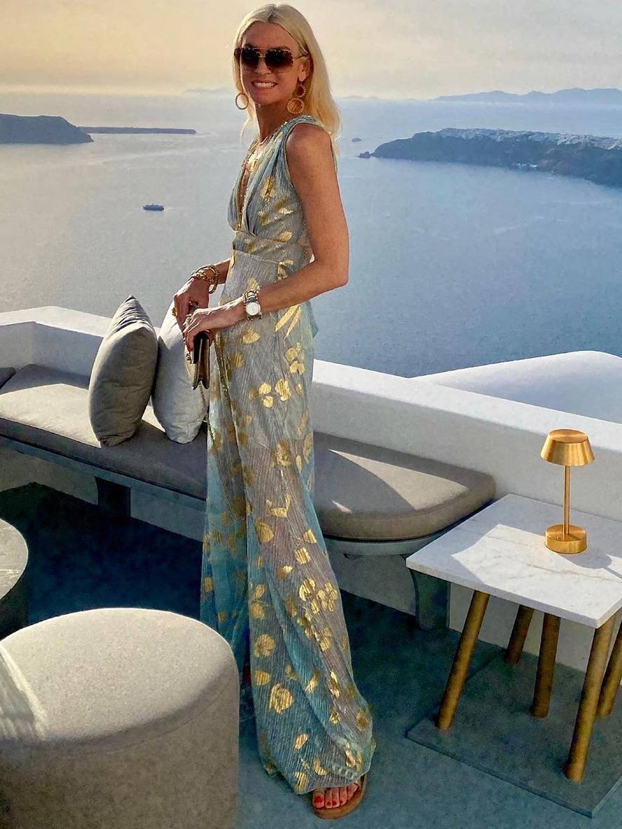 Women's Sequin Evening Dress – V-Neck Maxi Dress