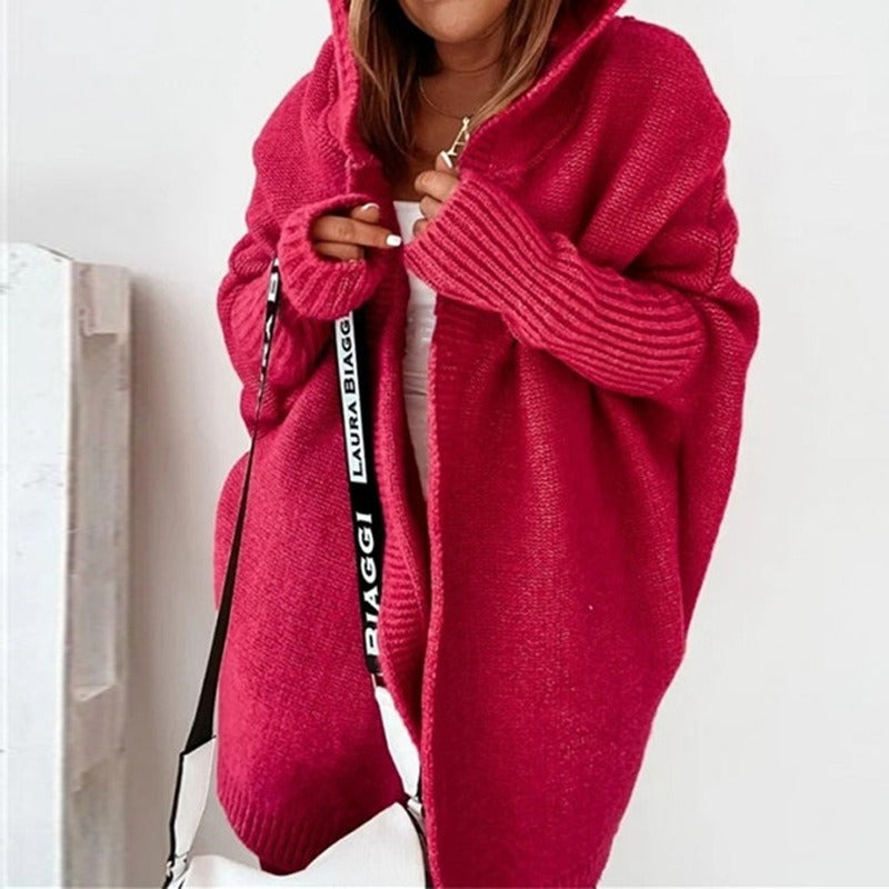 Women's Oversized Open Cardigan – Batwing Sleeve Relaxed Cardigan