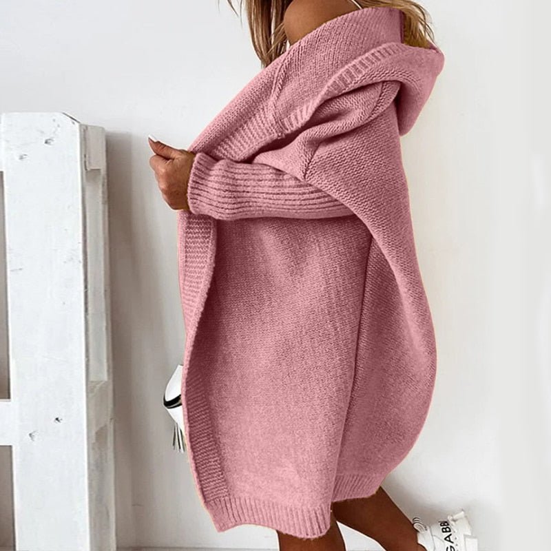 Women's Oversized Open Cardigan – Batwing Sleeve Relaxed Cardigan