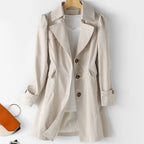 Women's Tailored Long Trench Coat – Lightweight Classic Transitional Coat