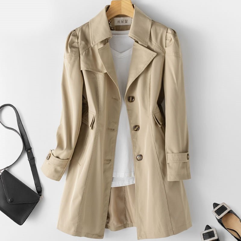 Women's Tailored Long Trench Coat – Lightweight Classic Transitional Coat