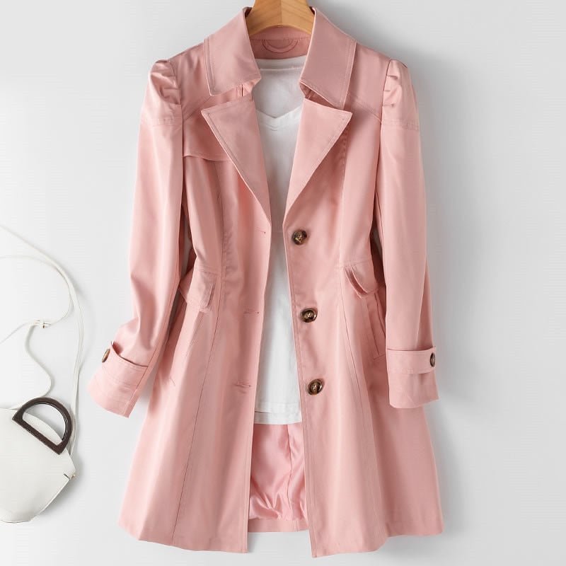 Women's Tailored Long Trench Coat – Lightweight Classic Transitional Coat