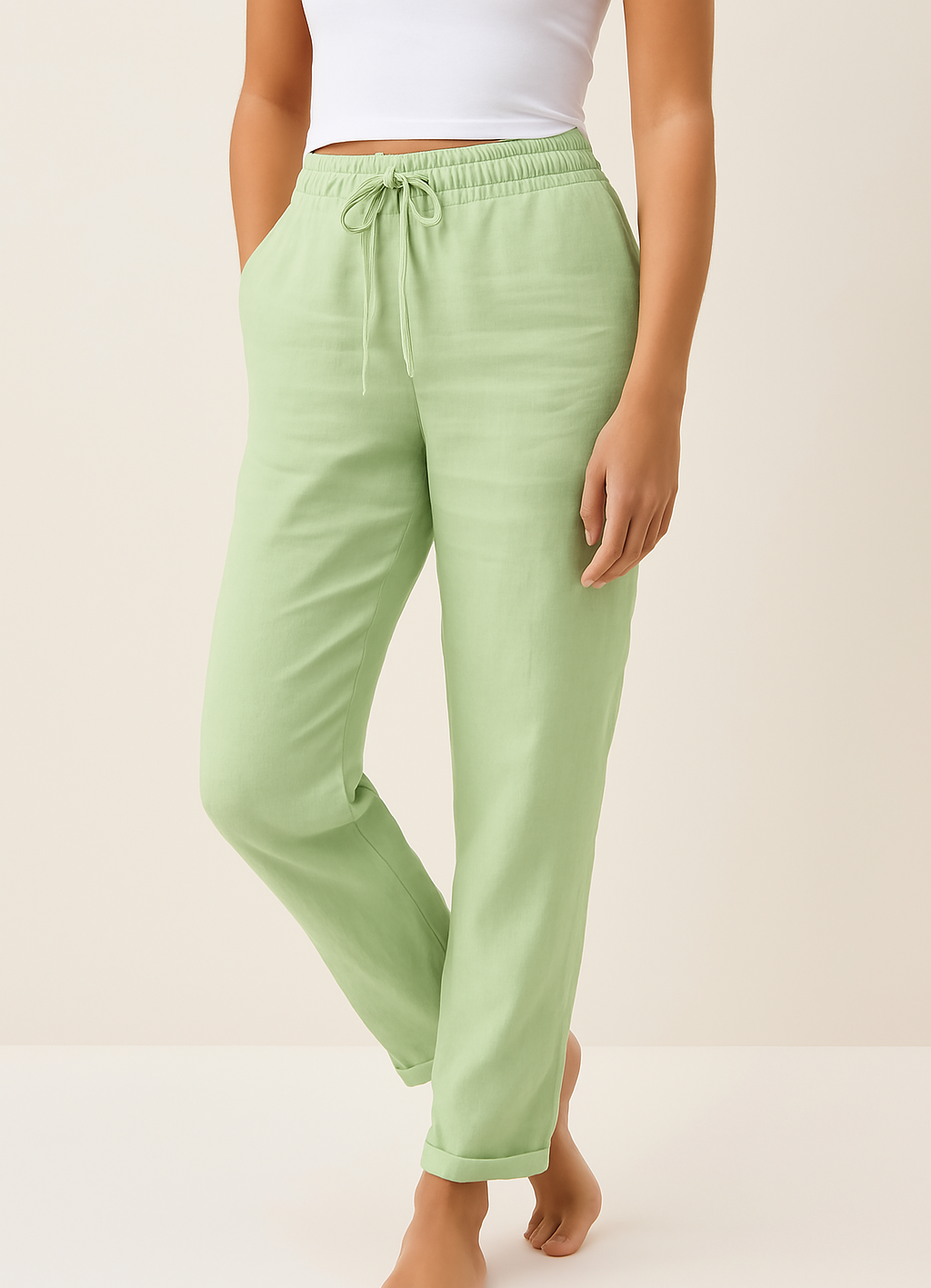 Women's Tailored Straight Leg Trousers – High Waist Everyday Dress Pants