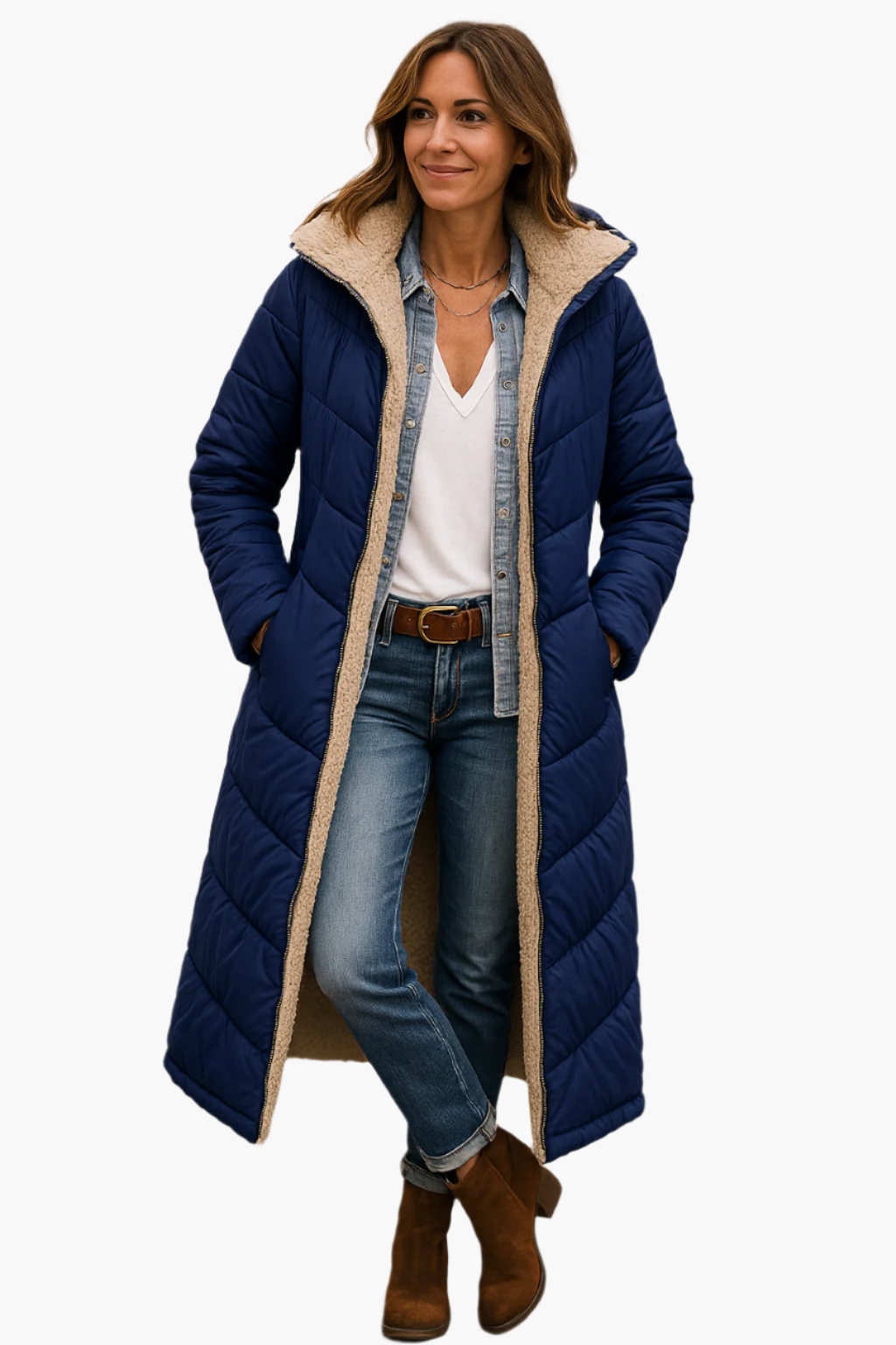 Women's Winter Coat – Long Zip-Up Winter Coat – Noelle